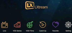 Interface de l'application LXtream Player IPTV